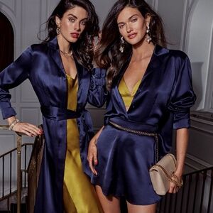 James Said - Set 100% Silk Top & Shorts Loungewear Pajamas Resort Collection